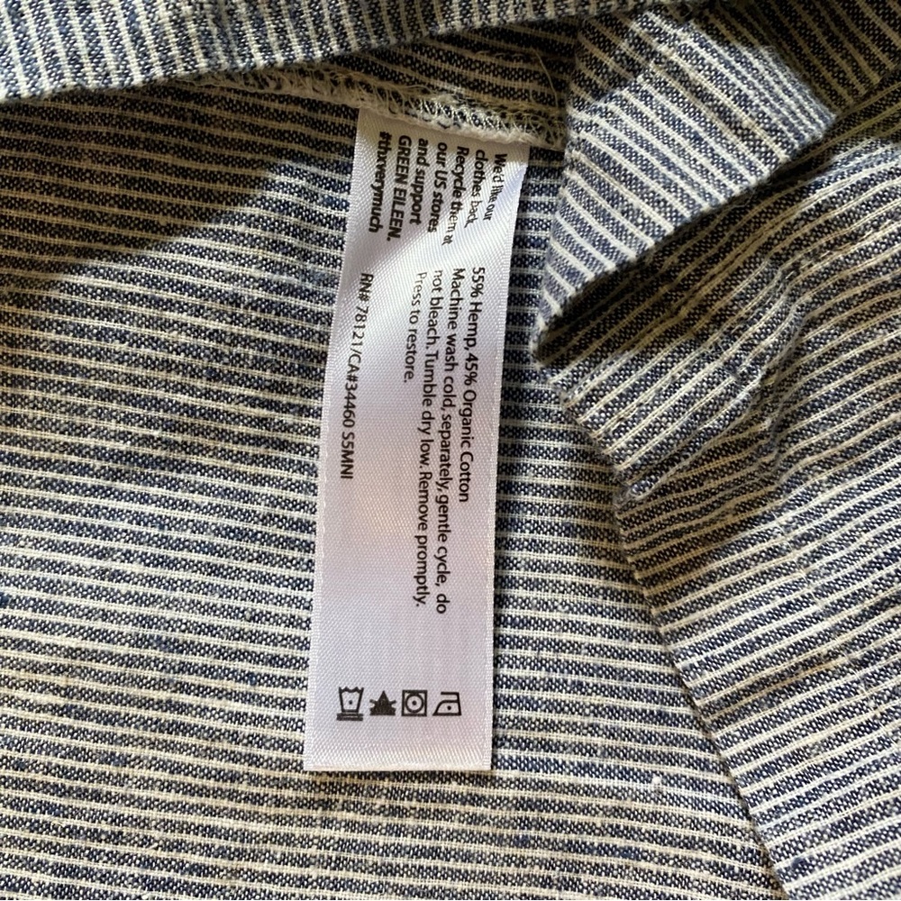Eileen Fisher Petite Hemp and Organic Cotton Blue Seersucker Dress size MP - Picture 4 of 5